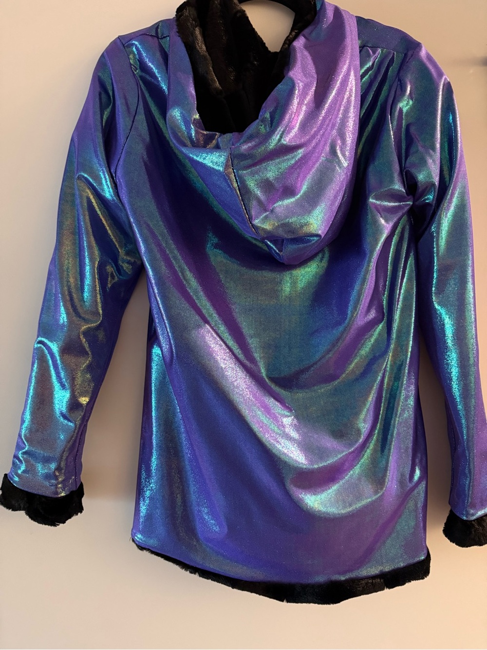 Iridescent Purple Reversible Teddy Jacket with Hood
